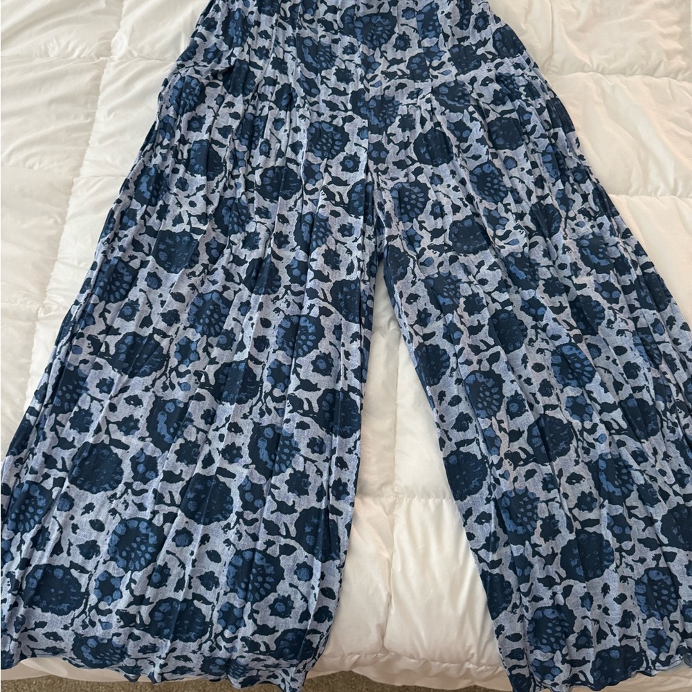 Free People Denim Blue Patterned Pants